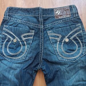 Big Star Pioneer Stitching Distressed Denim Jeans Blue Retro Sz 33S Baggy Skater